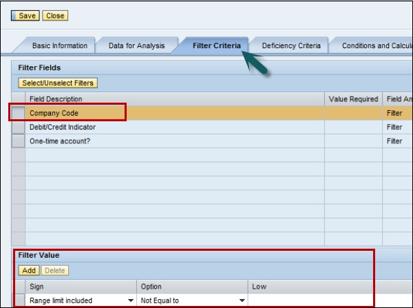 Filter Criteria
