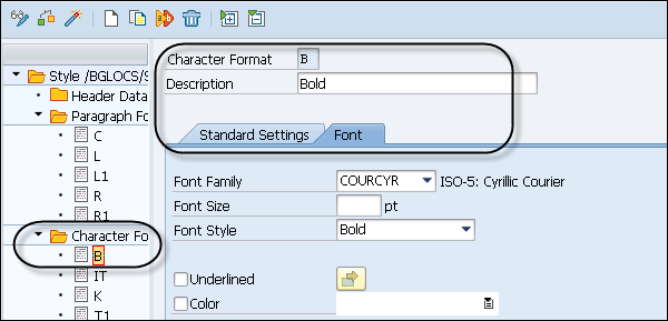 Character Format