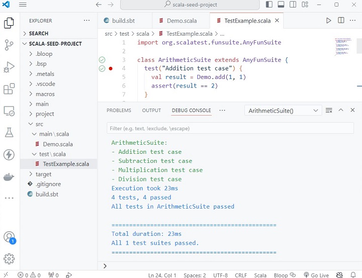 Test Suites Output