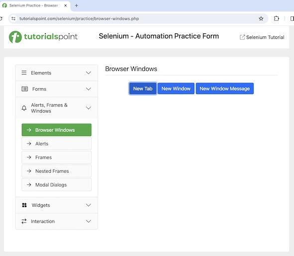 Selenium Windows Tabs 1