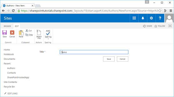 Title Field to Demo