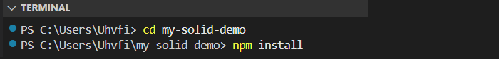 Using Solidjs Starter Step 3