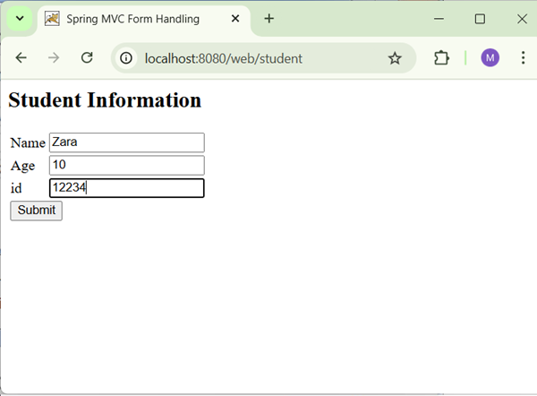 Spring Student Form