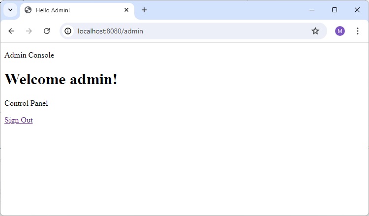 Admin Home Page