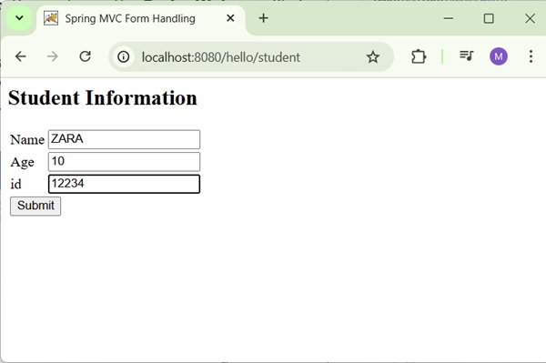 Spring Student Form