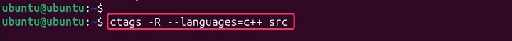 Creating tags for C++ files in specific directory