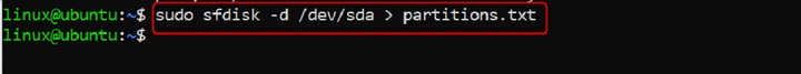 Dumping the Partition Table Using sfdisk