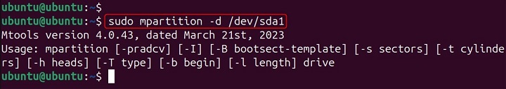 mpartition Command in Linux4
