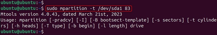 mpartition Command in Linux6