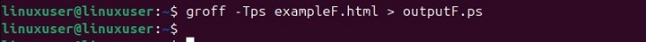 Redirecting Output of Groff Command to PostScript File