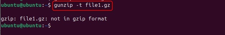 Test Integrity of Compressed File of gunzip