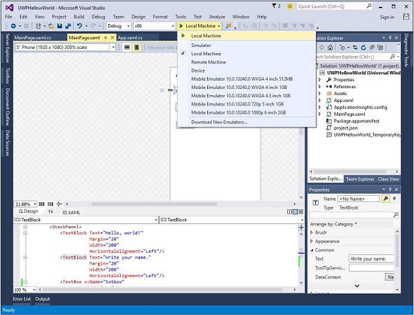 UWP Local Machine