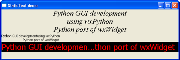 StaticText Output